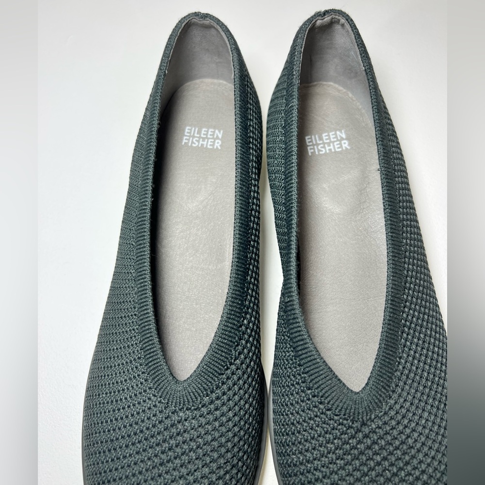 Eileen Fisher The Heaven Stretch Wedge Slip-On Shoes Flats Graphite Weaved 9.5 - Picture 12 of 13